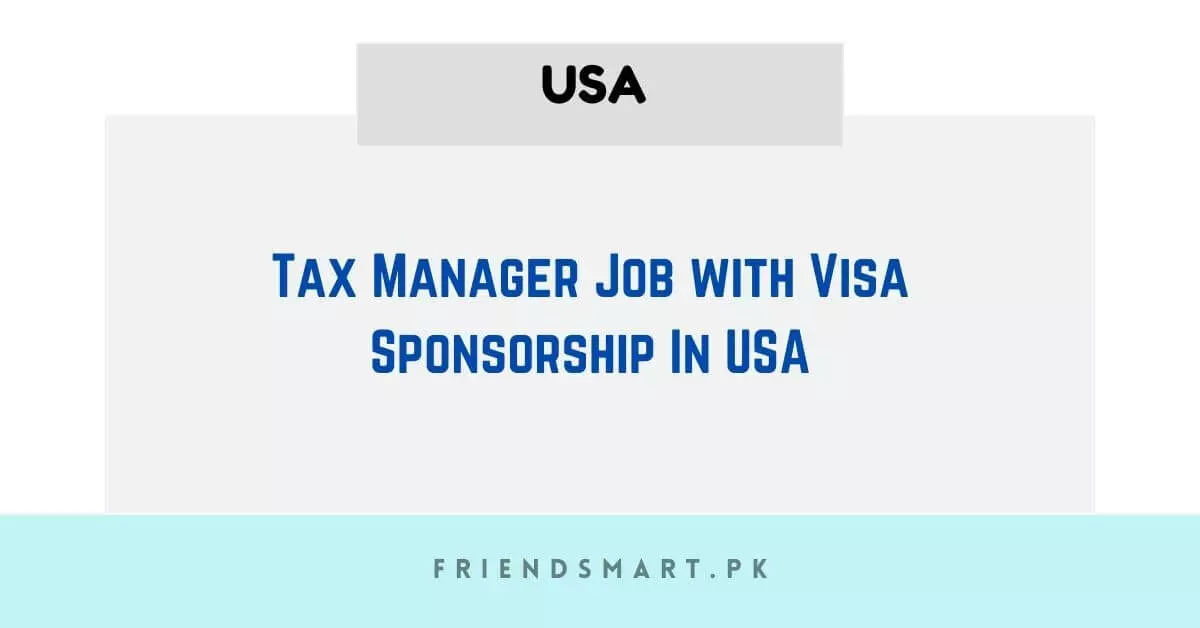 Tax Manager Job In USA