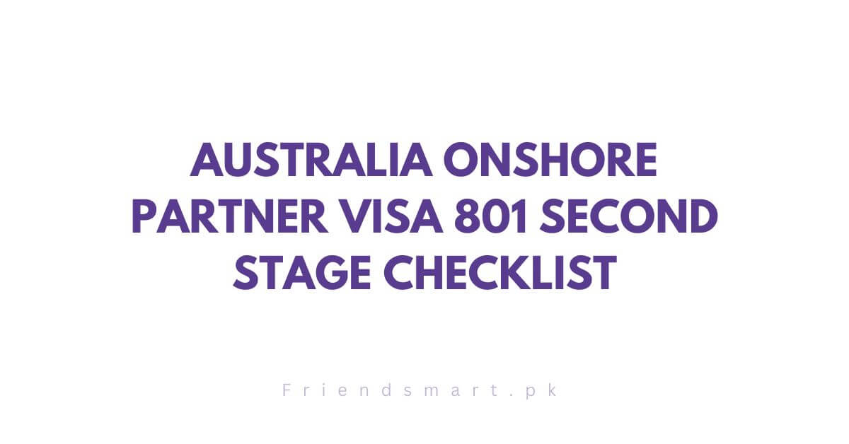 Australia Onshore Partner Visa 801 Second Stage Checklist