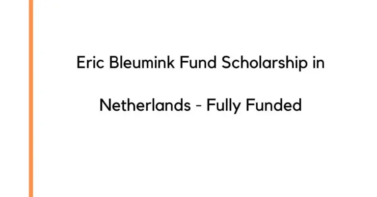 Eric Bleumink Fund Scholarship in Netherlands